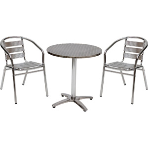 neptune Soho Stainless Steel Round 4-Toe Table