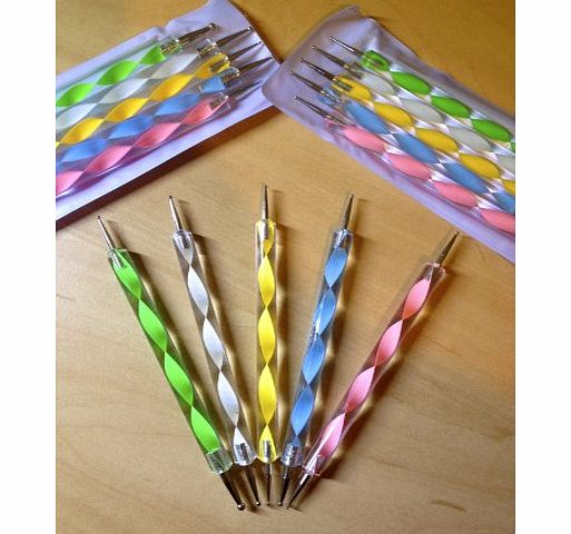 Nesa Ltd Nail Art Dotting pens, Set of 5 double ended marbleizing tool