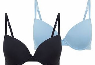 2 Pack Light Blue and Navy T-Shirt Bras 3229636