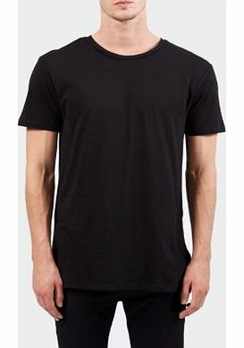 Black Basic Longline Crew Neck T-Shirt 3227924