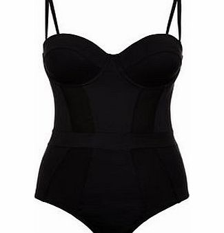 New Look Black Mesh Panel Swimsuit 3278337