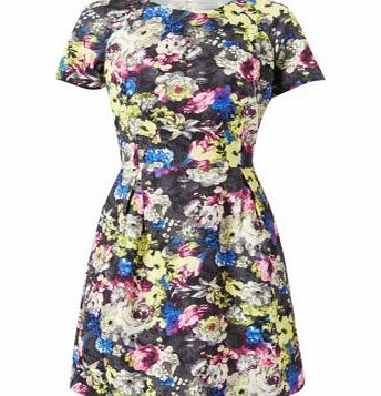 Blue Crepe Floral Print T-Shirt Dress 3153760