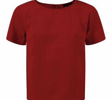 Burgundy Diamond Embossed Boxy T-Shirt 3303746