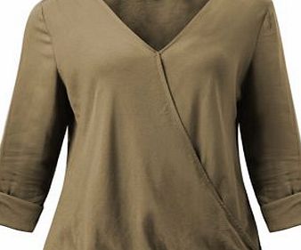 New Look Khaki Wrap Front Roll Sleeve Blouse 3364064