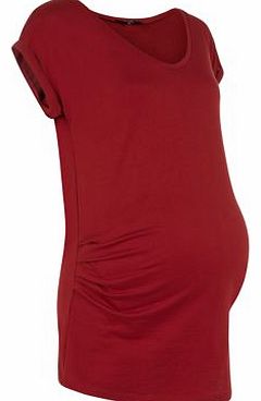 Maternity Dark Red Plain T-Shirt 3232344