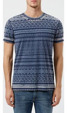 Navy Burnout Aztec Print T-Shirt 3241628