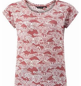 Red Oriental Butterfly Print T-Shirt 3184997