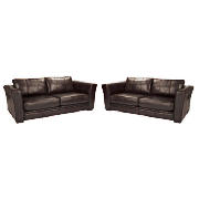 Newport 2 Large Leather Sofas, Chestnut