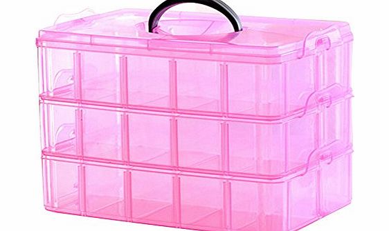 niceEshop (TM) 3 Layer Portable Plastic Nail Art Makeup Container Manicure Storage Boxes(Random Color)