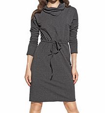 Graphite cotton blend polo neck dress