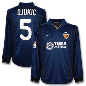 00-01 Valencia Away L/S Shirt + Djukic No.5 +