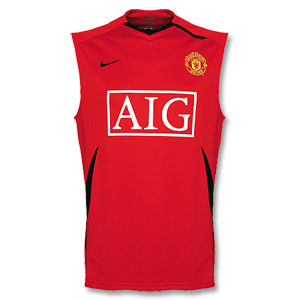 07-08 Man Utd Sleeveless Training Top - Red/Black