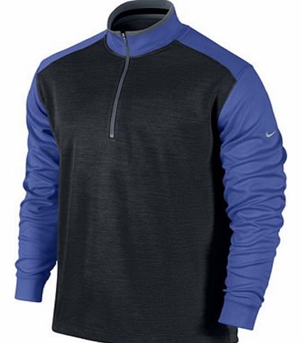 2013 Nike Dri-Fit 1/2 Zip Golf Mens Cover-Up-Black/Game Royal-Small