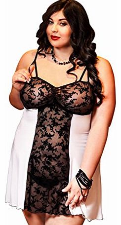 - Seductive Lace Panel Babydoll S-6XL 8-26 ``Bridget`` Plus size Lingerie White 4XL 2