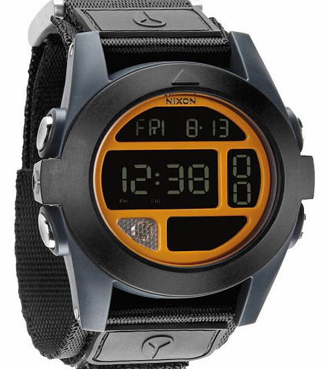 Mens Nixon Baja Watch - Black/Steel Blue/ Neon