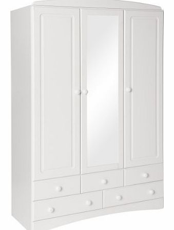 Aviemore 3-Door 5-Drawer Robe with Mirror, 192 x 121 x 49 cm, White