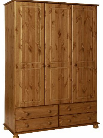 Copenhagen 3-Door 4-Drawer Robe, 186 x 130 x 57 cm, Antique Pine