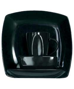 Everyday 12 Piece Bosa Square Black Dinner Set