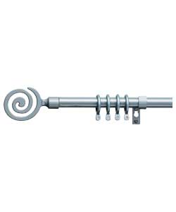 Silver Metal Swirl Curtain Pole Set