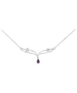 Sterling Silver Amethyst Celtic Teardrop Necklet