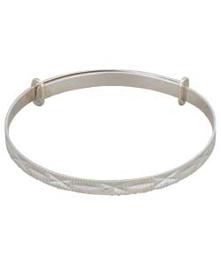 Sterling Silver Diamond Cut Expander Bangle