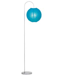 Teal Paper Shade Ball Floor Lamp