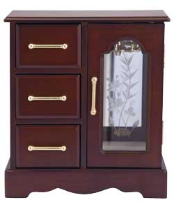 Walnut 3 Drawer Jewellery Wardrobe