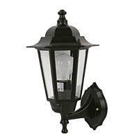 6-Panel Coach 60W Black Lantern Wall Light PIR