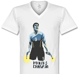 Football Culture Suarez V-Neck T-Shirt - White