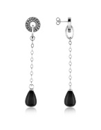 Black Drop Sterling Silver Earrings