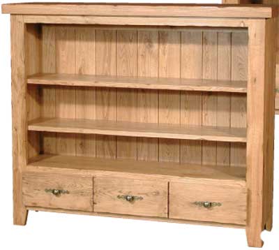 oak BOOKCASE LOW 40IN x 47.5IN 3 DRW COTSWOLD