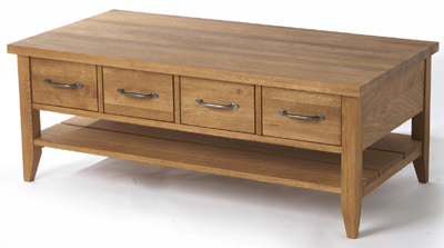 COFFEE TABLE 4 DRAWER & SHELF WEALDEN