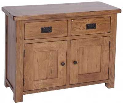 oak SIDEBOARD 2 DRAWER 2 DOOR 3FT RUSTIC OAK