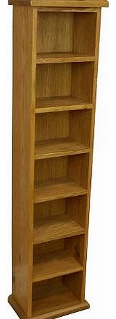  - CHUNKY OAK CD / DVD STORAGE UNIT TALL SINGLE RACK TOWER / FULLY ASSEMBLED