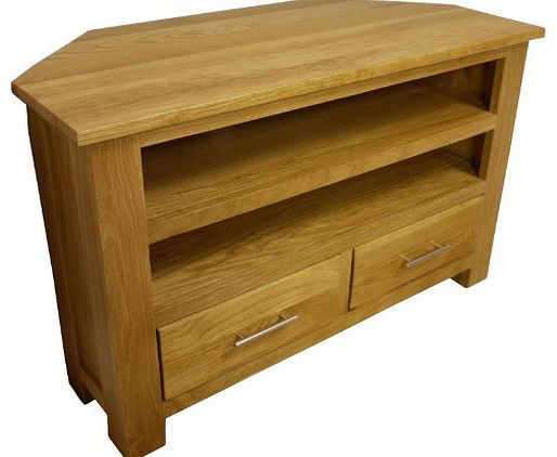  - CHUNKY OAK CORNER TV PLASMA DVD VIDEO UNIT STAND CABINET ASSEMBLED *FREE UK MAINLAND DELIVERY*