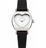 Ladies Black Leather Strap Watch