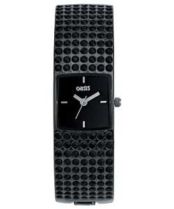 Ladies Jet Stone Set Watch