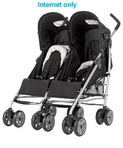 obaby Apex Twin Stroller - Black Suede