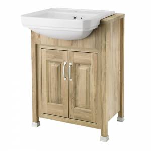 Old London Natural Walnut Unit 600mm Semi-Recess Basin 1TH