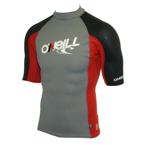 Mens ONeill Skins SS Crew Rashguard. Metal Dark