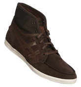 Onitsuka Wasen Dark Brown Suede Mid High Sneakers