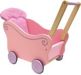 Pink Wooden Dolls Pram