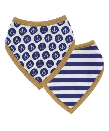 Blue Reversible Anchor Striped Bib