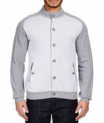 Grey fine rib cotton cardigan