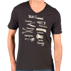 Mens V-Neck T-Shirt Caviar