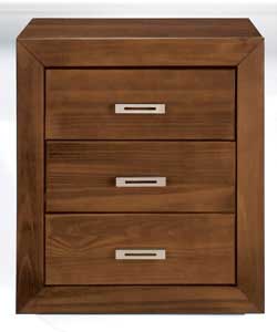 3 Drawer Bedside Chest- Walnut Finish