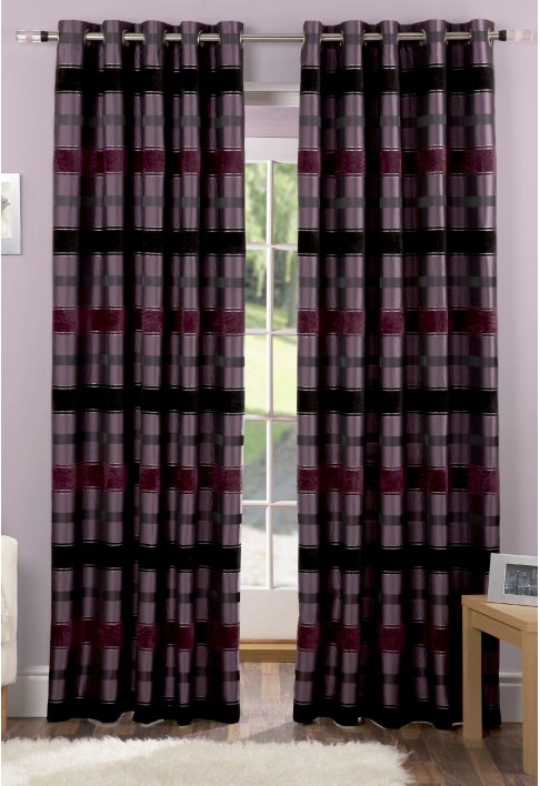 Aubergine Lined Eyelet Curtains