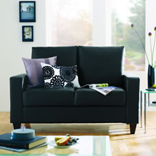 Serena Sofa Faux Leather Black Two Seat