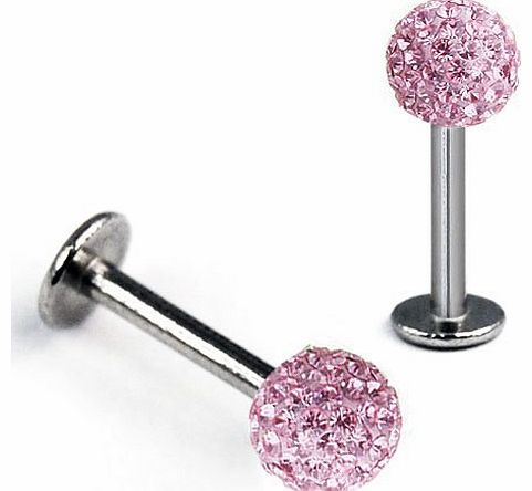 outdoortips  Crystal Lip Stud Ideal for Lip / Tragus / Ear Piercing (Light pink)