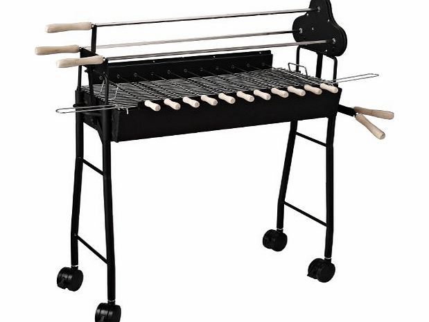 Charcoal Trolley BBQ Garden Outdoor Barbecue Cooking Grill High Temperature Powder Wheel 85x36x90cm New